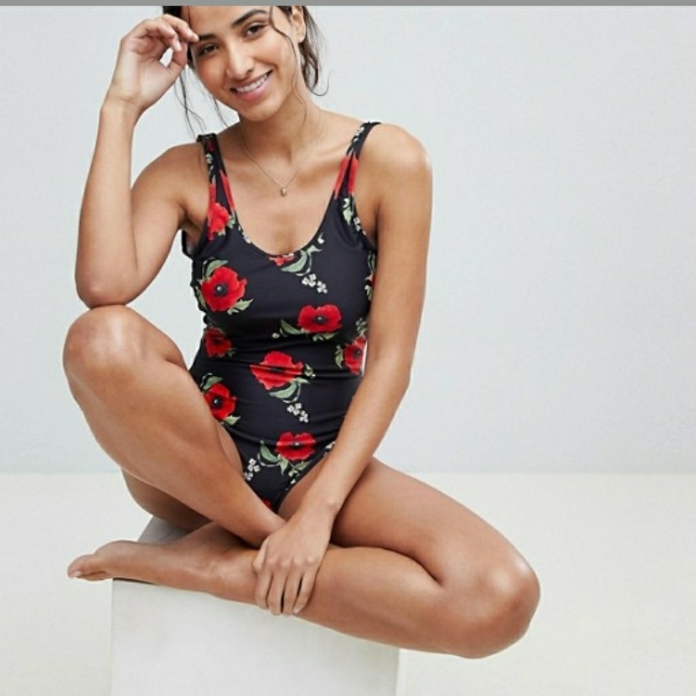 NWT Rose Print Swimsuit